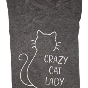 Cat Print T-Shirt Grey Large (CTS1)