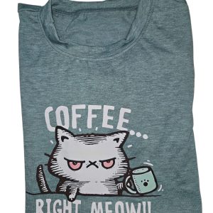 Cat Print T-Shirt Blue Large (CTS4)