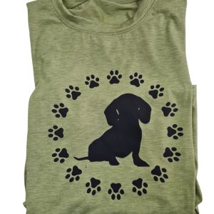 Dog Print T-Shirt Green Large (DTS24)