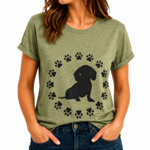 Dog Print T-Shirt Green Large (DTS24)