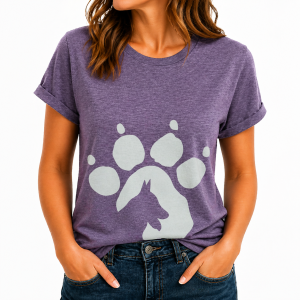 Dog Print T-Shirt Purple Large (DTS21)