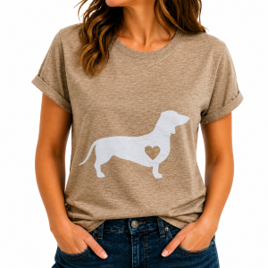 Dog Print T-Shirt Khaki Large (DTS22)