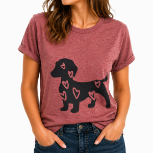 Dog Print T-Shirt Brick Red Large (DTS20)