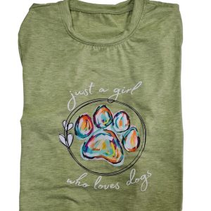 Dog Print T-Shirt Grass Green Large (DTS26)