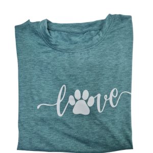 Dog Print T-Shirt Peacock Blue Large (DTS27)