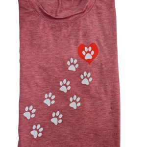 Dog Print T-Shirt Brick Red Large (DTS30)