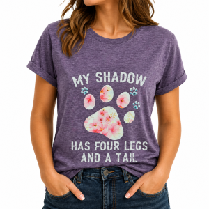 Dog Print T-Shirt Purple Large (DTS28)