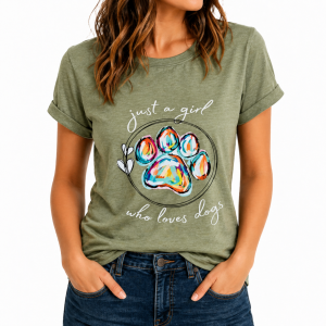 Dog Print T-Shirt Grass Green Large (DTS26)